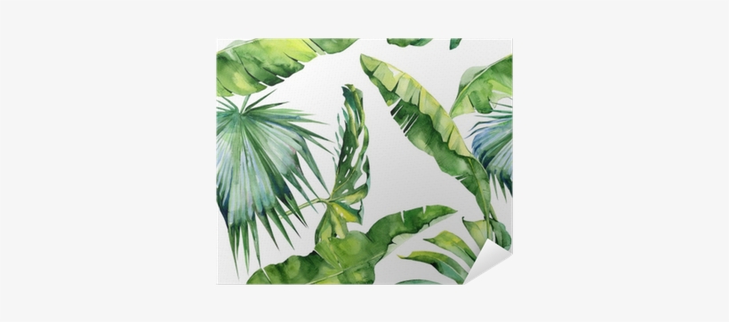 Seamless Watercolor Illustration Of Tropical Leaves, - Dense Tropical Leaves, transparent png download
