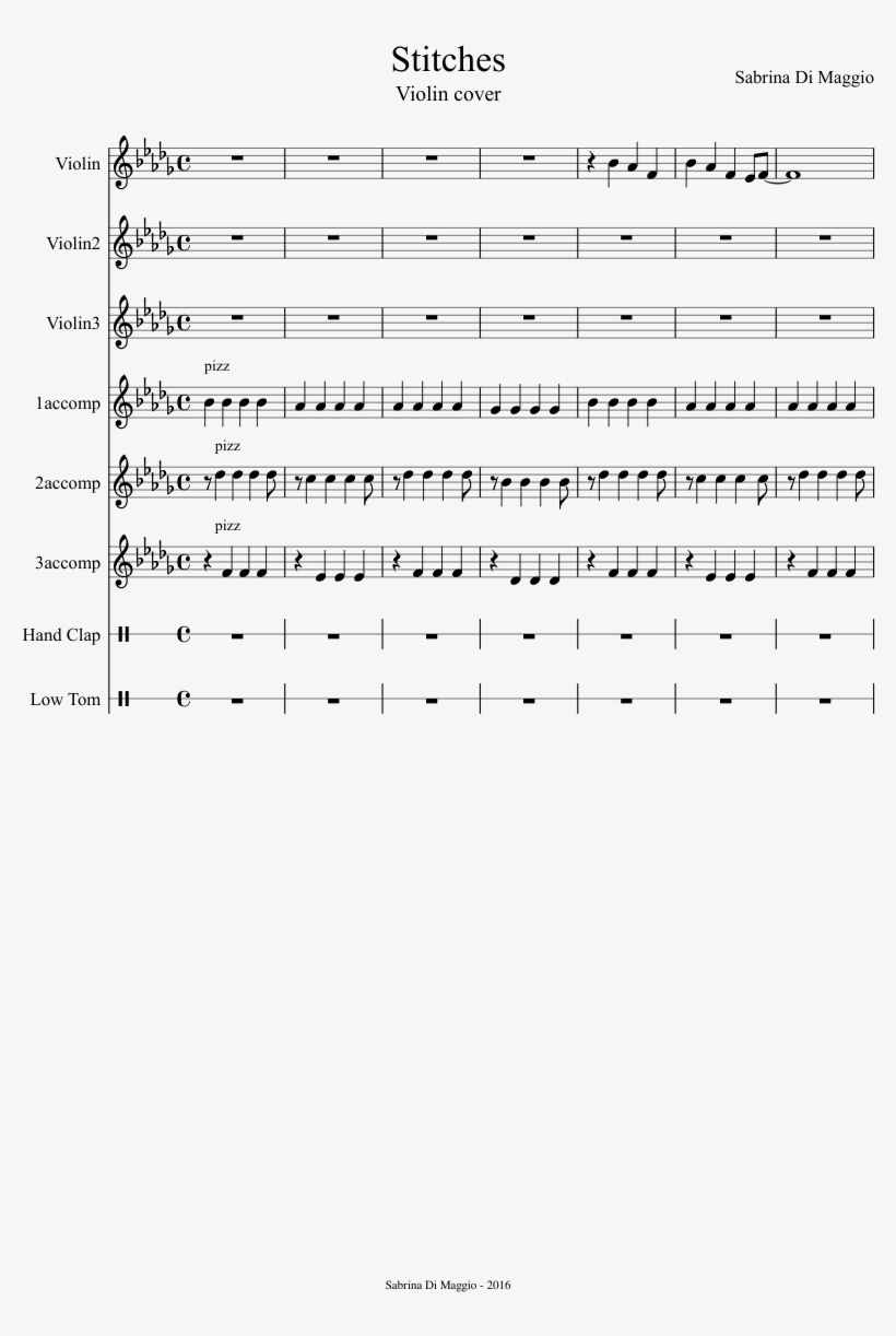Stitches Sheet Music Composed By Sabrina Di Maggio - Music, transparent png download