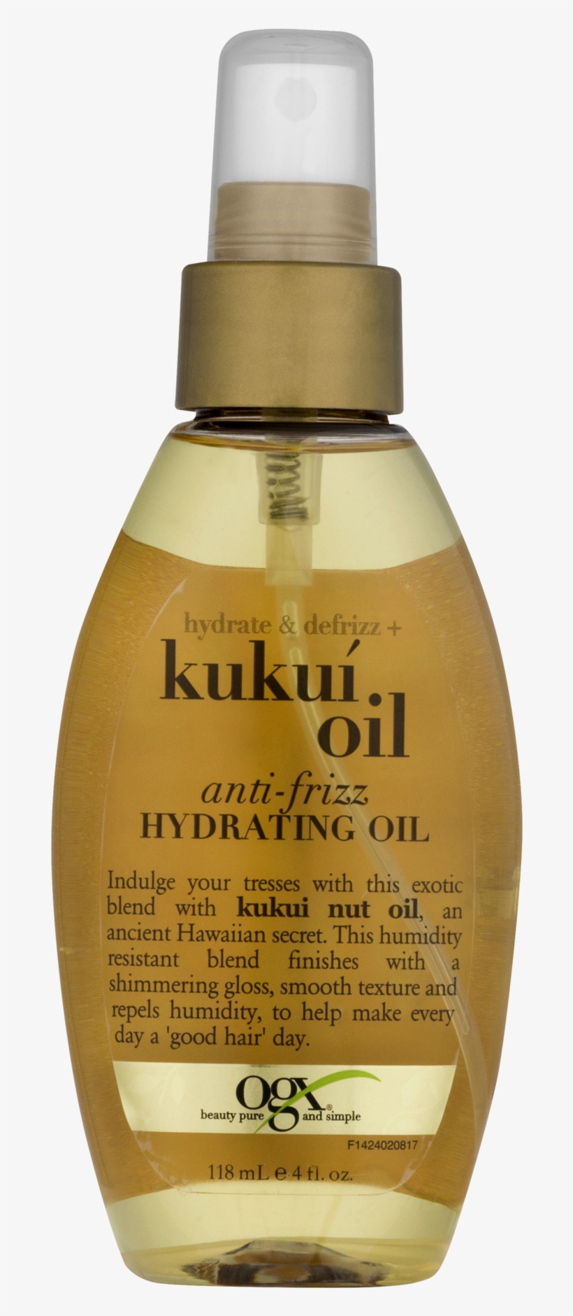 Ogx Hydrate Defrizz Kukui Oil Anti-frizz Hydrating - Ogx Hydrate & Defrizz Kukui Oil Anti-frizz Hydrating, transparent png download