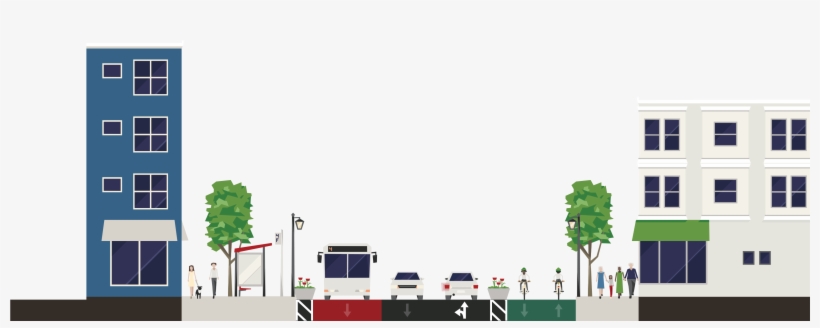 Graphic Image Of A Multi-modal Street With Sidewalks - Typical Section Bat Lane, transparent png download