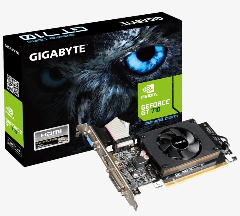 Gigabyte 1gb Geforce Gt 710 Pci E Ddr3 Dvi D Vga Hdmi - Gigabyte Gt 710 2gb Ddr3, transparent png download