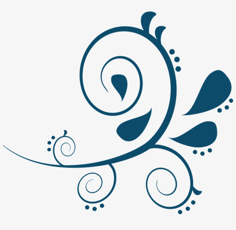Branch Leaves Ornament - Teal Swirls Clip Art, transparent png download