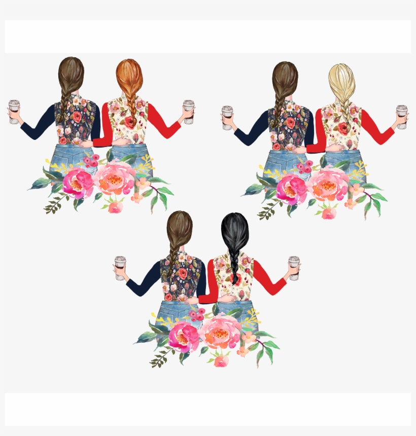 Brunette Bff Design, transparent png download