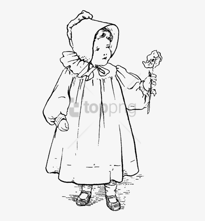 Free Png Download Vintage Flower Girlblack And White - Line Art, transparent png download