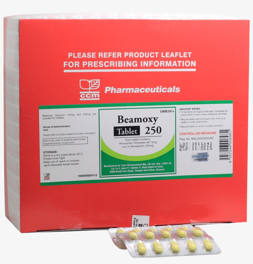 Beamoxy 250mg Tab - Cloxacillin Ccm, transparent png download