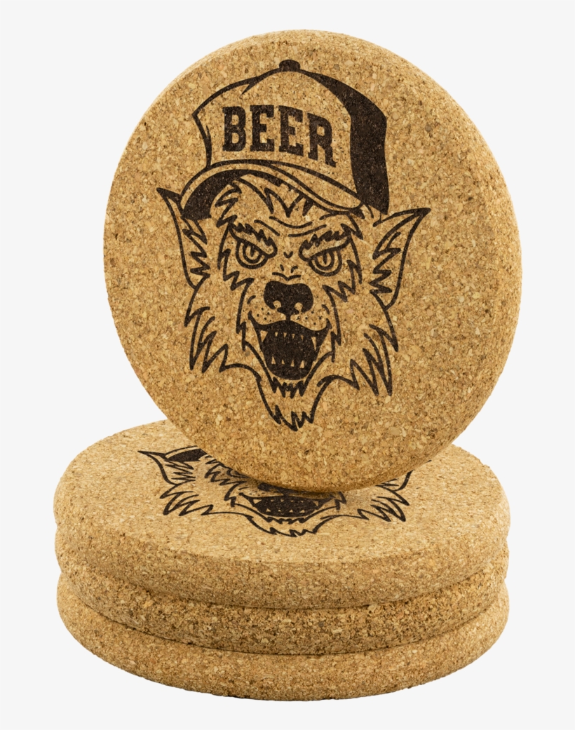 Werewolf Beer Hat Round Cork Coasters Coasters - Illustration, transparent png download