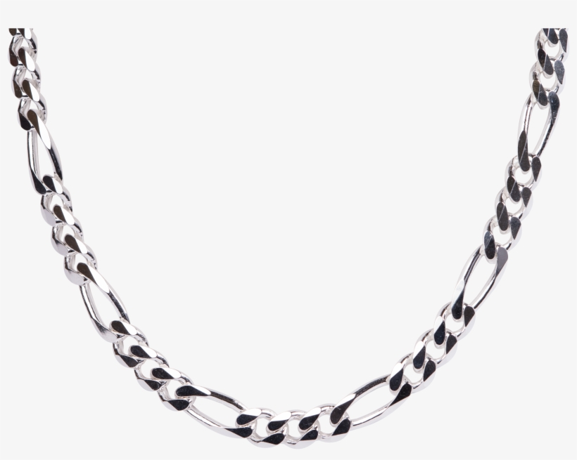 Sterling Silver Figaro Chain - Mens Cable Link Necklace, transparent png download