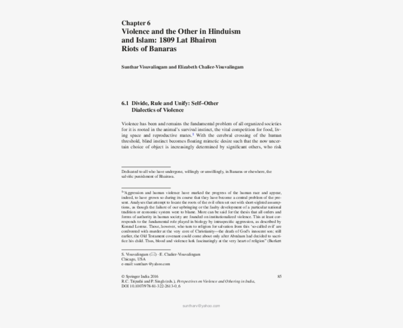 Violence And The Other In Hinduism And Islam - Document, transparent png download