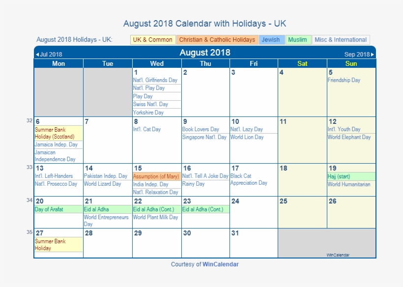 August 2018 Calendar With Uk Holidays To Print - Holiday March 2019 Calendar, transparent png download