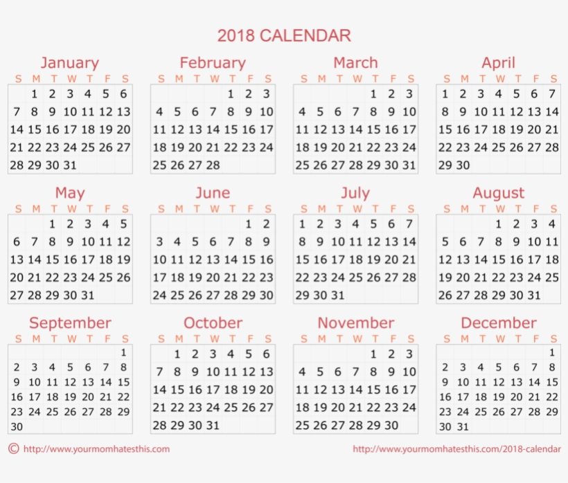 Calendar 2018 Transparent Png - Number, transparent png download