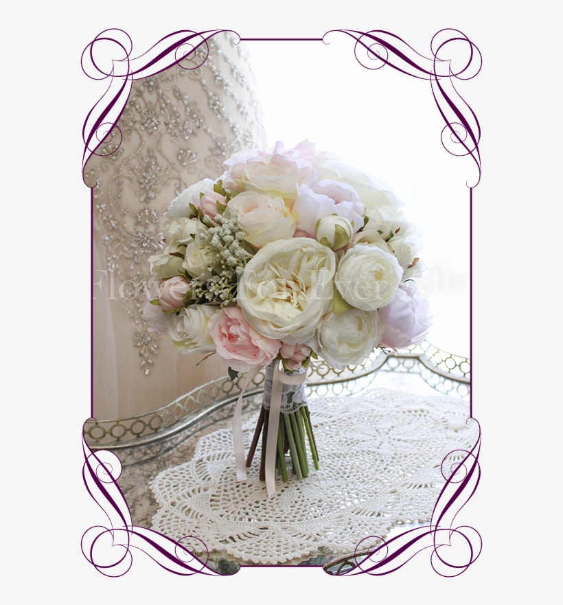 An Elegant And Romantic Silk Artificial Wedding Bridal - Bridesmaid Peony And Roses Bouquets, transparent png download