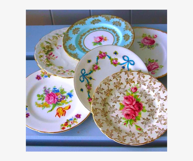 10 Vintage Tea Plates - Ceramic, transparent png download