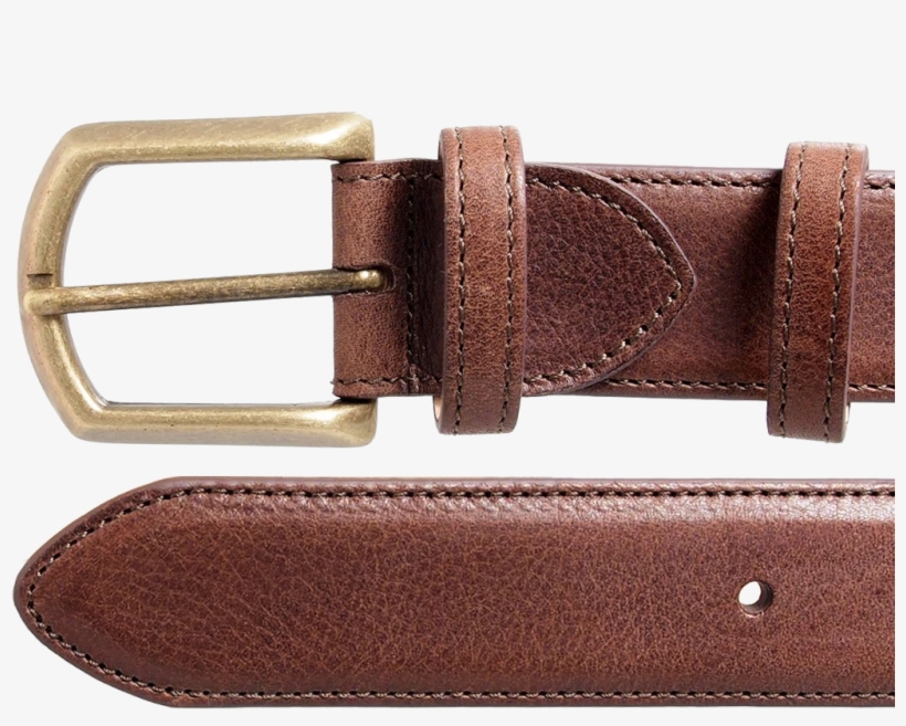 35 Mm Antiquated Full Grain Leather Belt Brown Mens - Buckle, transparent png download