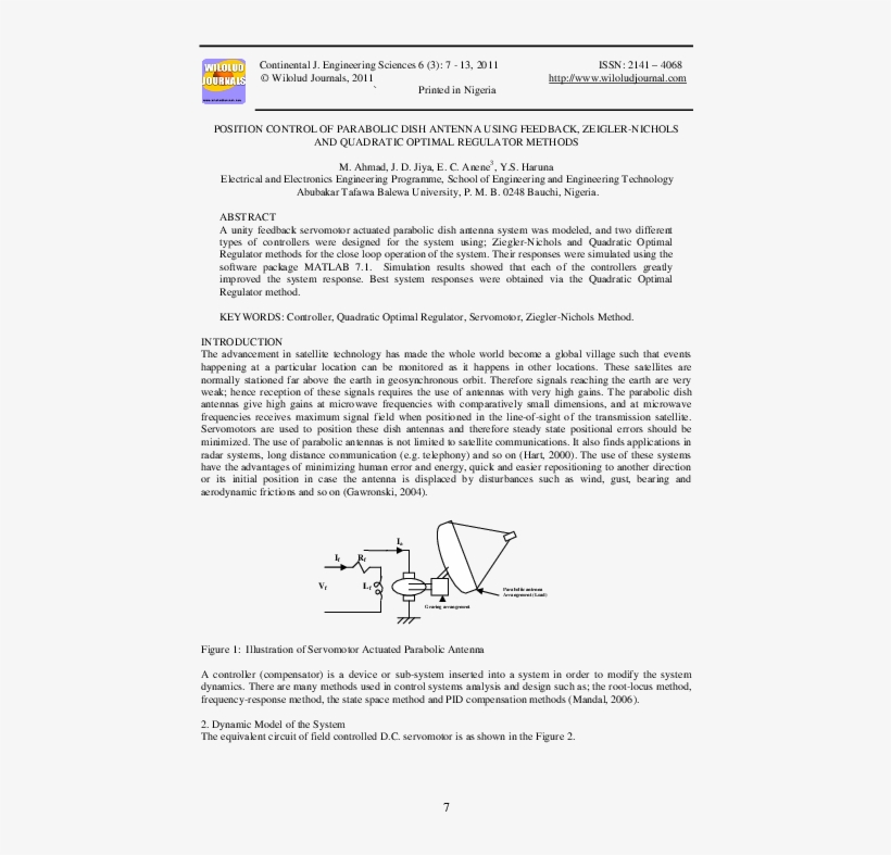 Position Control Of Parabolic Dish Antenna Using Feedback, - Document, transparent png download