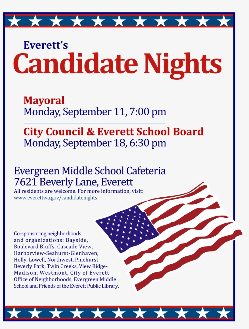 Candidate Nights Poster 2017 English Spanish V3 - Flag Of The United States, transparent png download