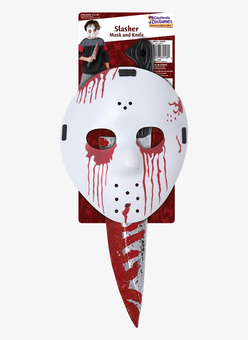 Slasher Hockey Mask And Knife - Hockey Mask Halloween Costume, transparent png download
