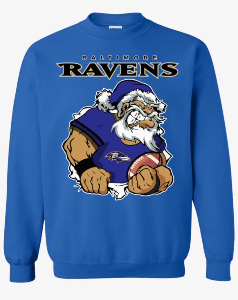 Grumpy Santa Claus Baltimore Ravens Football Team Sweatshirt - Baltimore Ravens, transparent png download
