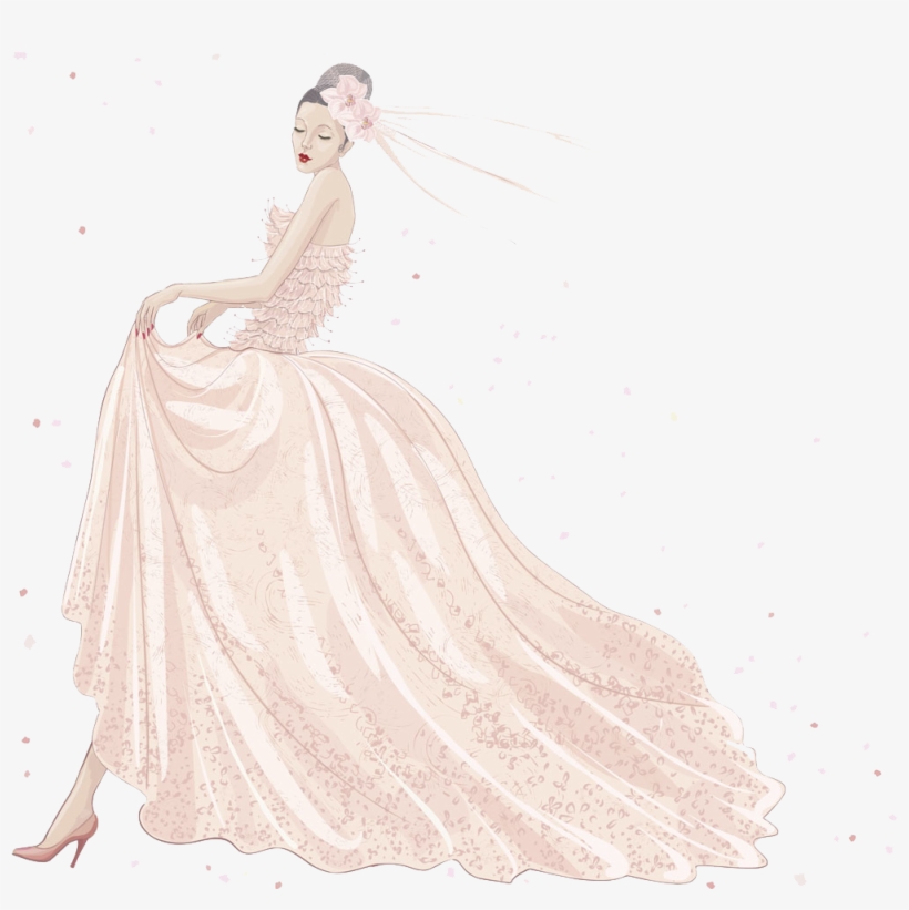 Cartoon Wedding Dress - Illustration, transparent png download