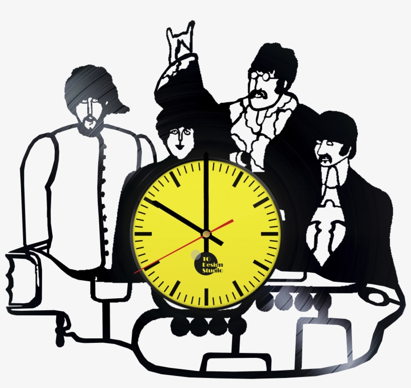 The Beatles Handmade Vinyl Record Wall Clock Fan Gift - Beatles Yellow Submarine, transparent png download