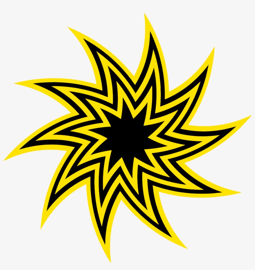 Black And Yellow Swirling Star Clipart - Swirled Star Clip Art, transparent png download