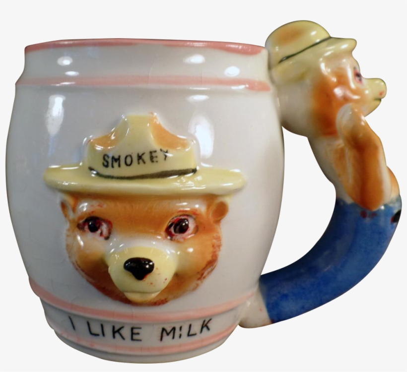 Old, Smokey The Bear, I Like Milk Mug With Figural - Ceramic, transparent png download