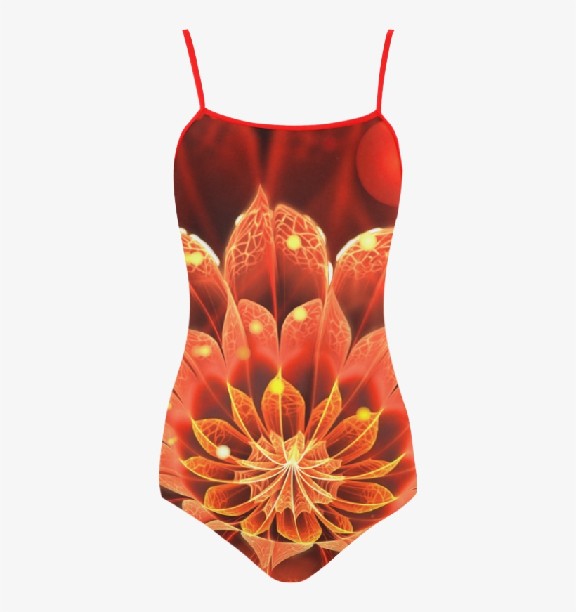 Red Dahlia Fractal Flower With Beautiful Bokeh Strap - Flower, transparent png download