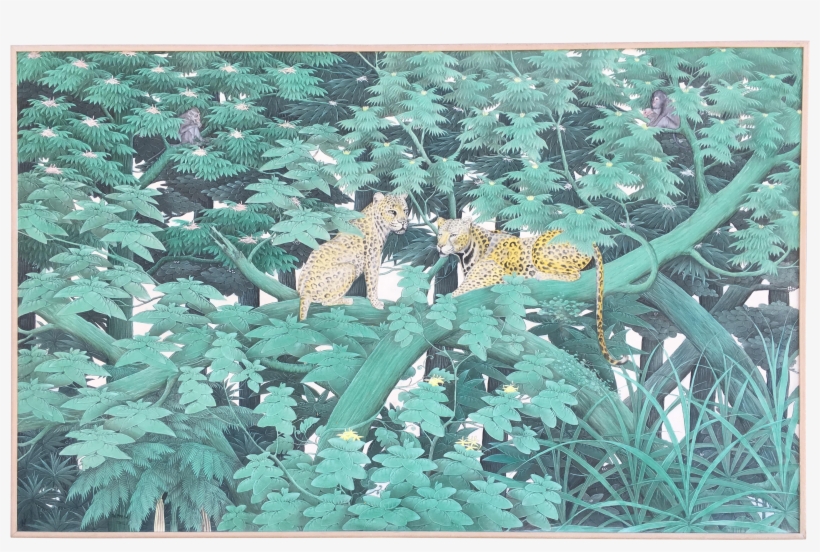 Balinese Painting Of Leopards In A Green - Still Life, transparent png download
