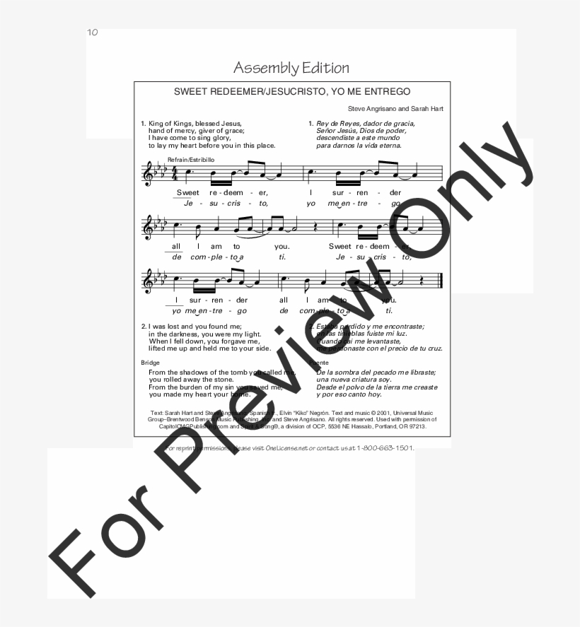 Sweet Redeemer / Jesucristo Yo Me Entrego Thumbnail - Document, transparent png download