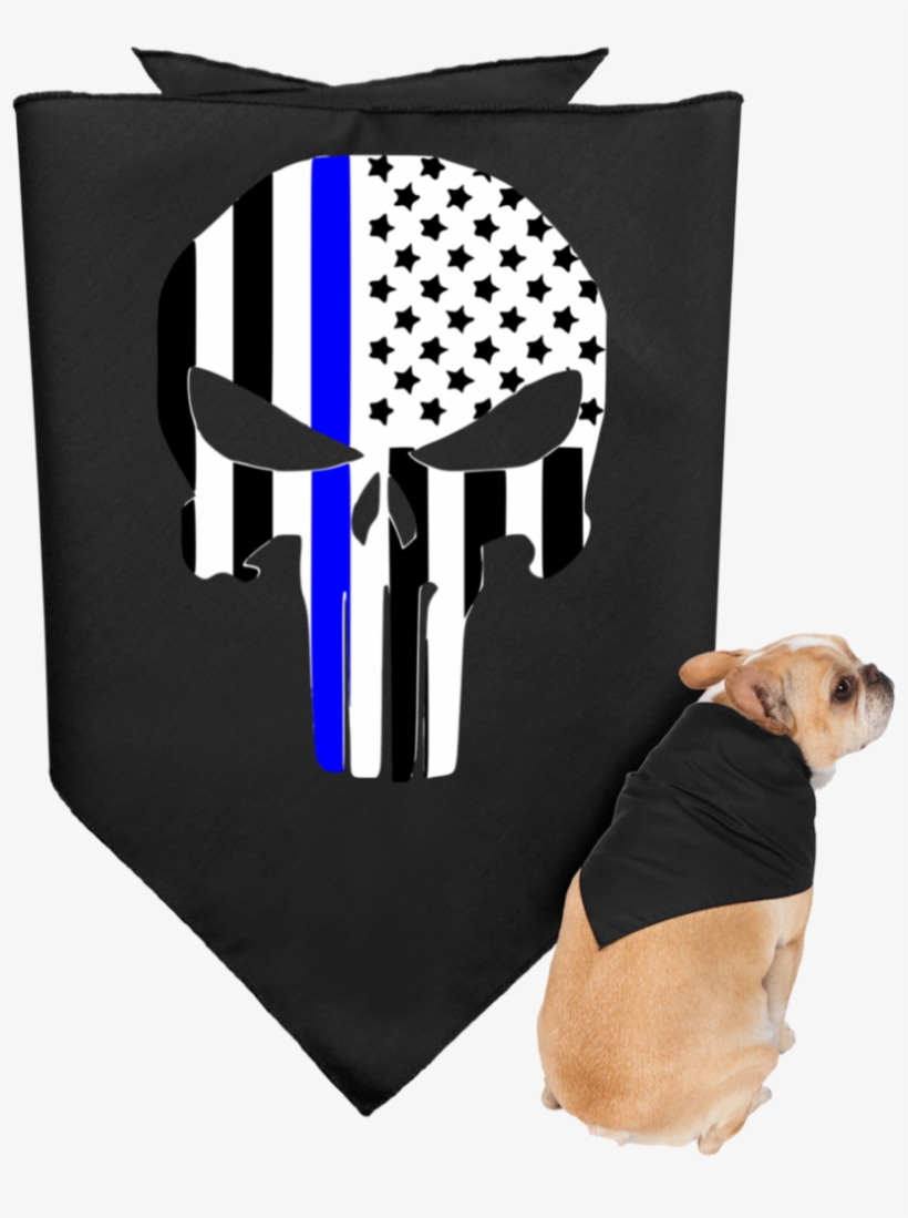 Thin Blue Line Skull Doggie Bandana - Kerchief, transparent png download