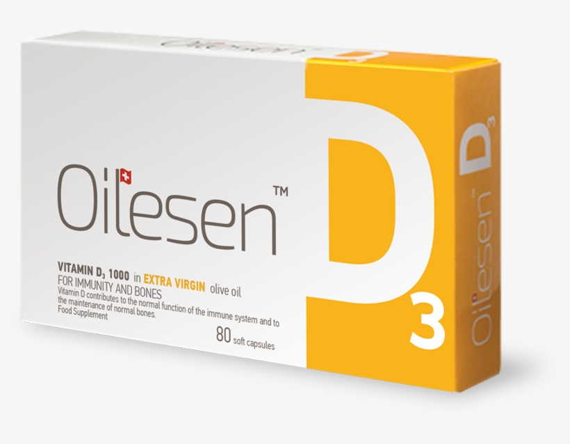 Oilesen Vitamin D3 1000 Soft Gel Capsules - Carton, transparent png download