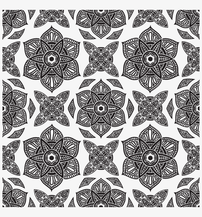 Floral Mandala Black And White Wallpaper - Kaleidoscope, transparent png download