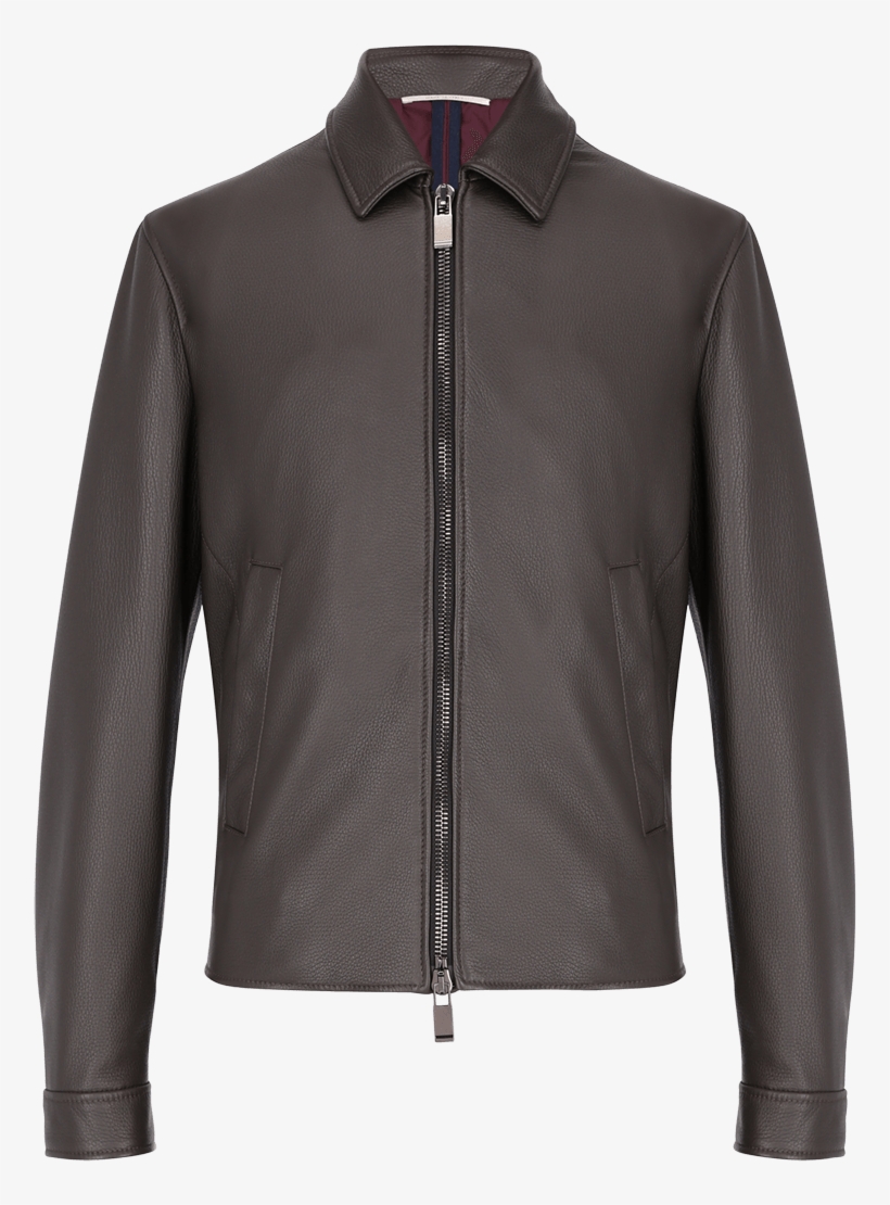 Moss Green Zipped Deer Leather Jacket - Jacket, transparent png download