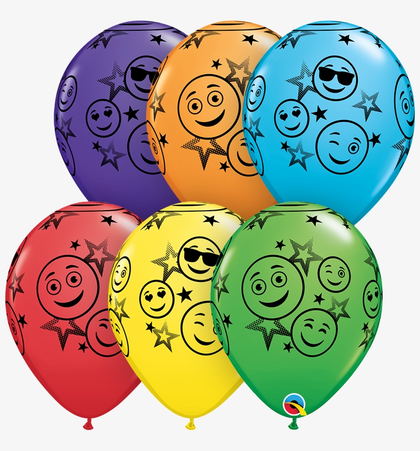 11" Bright Rainbow 50 Count Smiley Stars Latex Balloons - Balloon, transparent png download