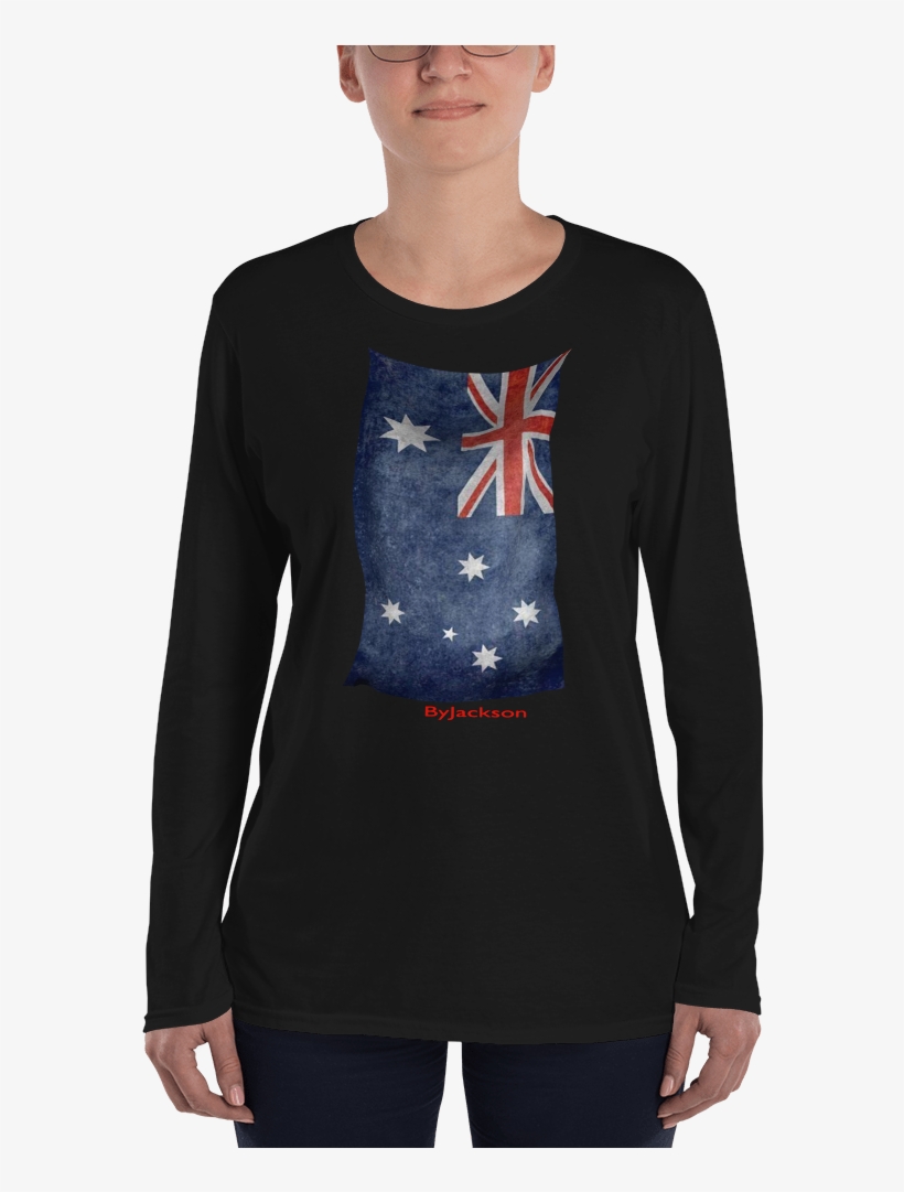Australian Flag Ladies' Long Sleeve T-shirt Byjackson - Long-sleeved T-shirt, transparent png download