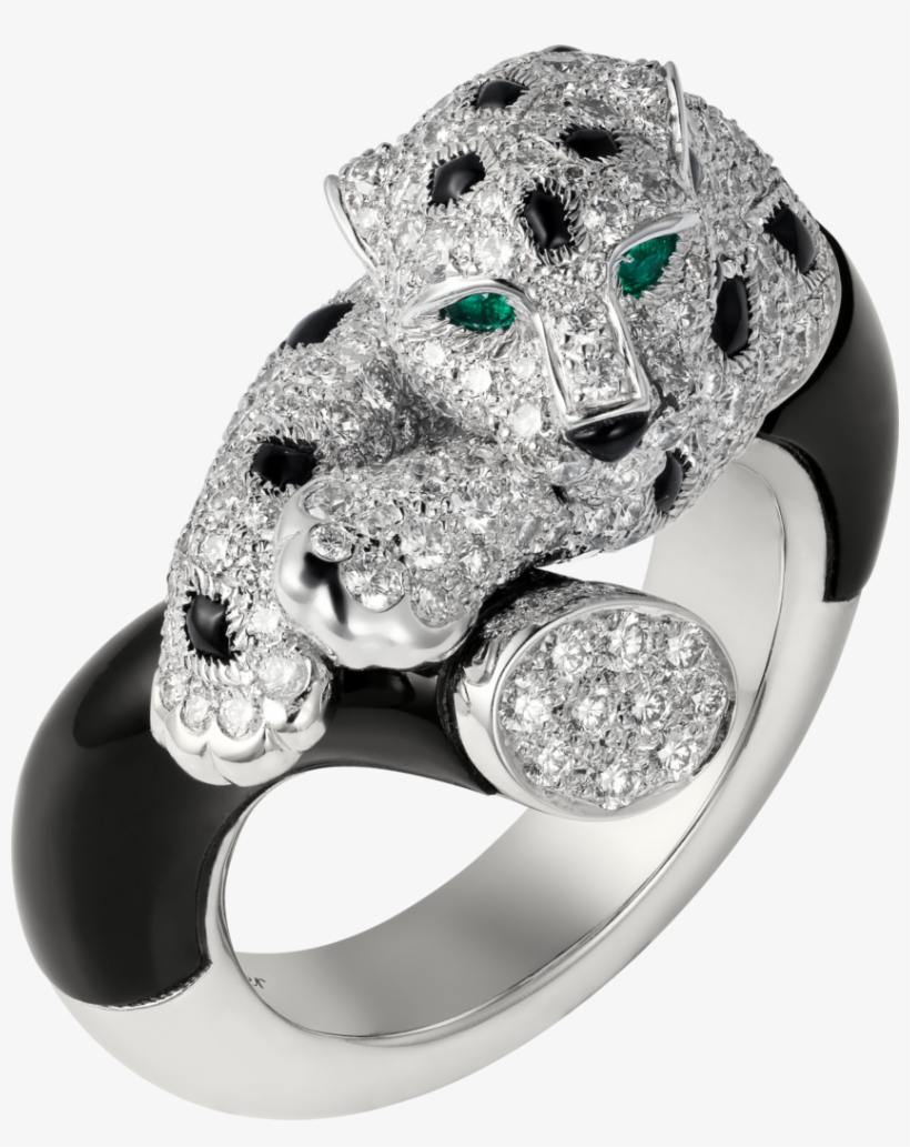 Panthère De Cartier Ring White Gold, Emeralds, Onyx, - Cartier Biżuteria Pantera, transparent png download