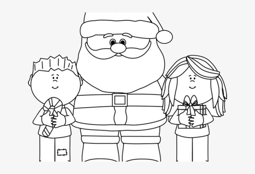 Santa Clipart Black And White - Colour By Addition Christmas, transparent png download