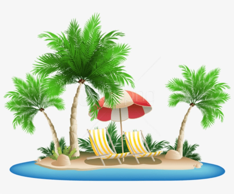 Free Png Download Beach Umbrella With Chairs And Palm Palm Tree