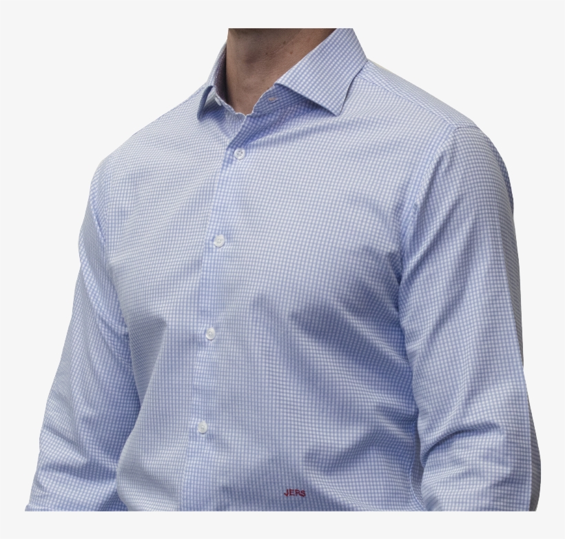 Blue Check Shirt 120s 2 Ply Cotton - Long-sleeved T-shirt, transparent png download