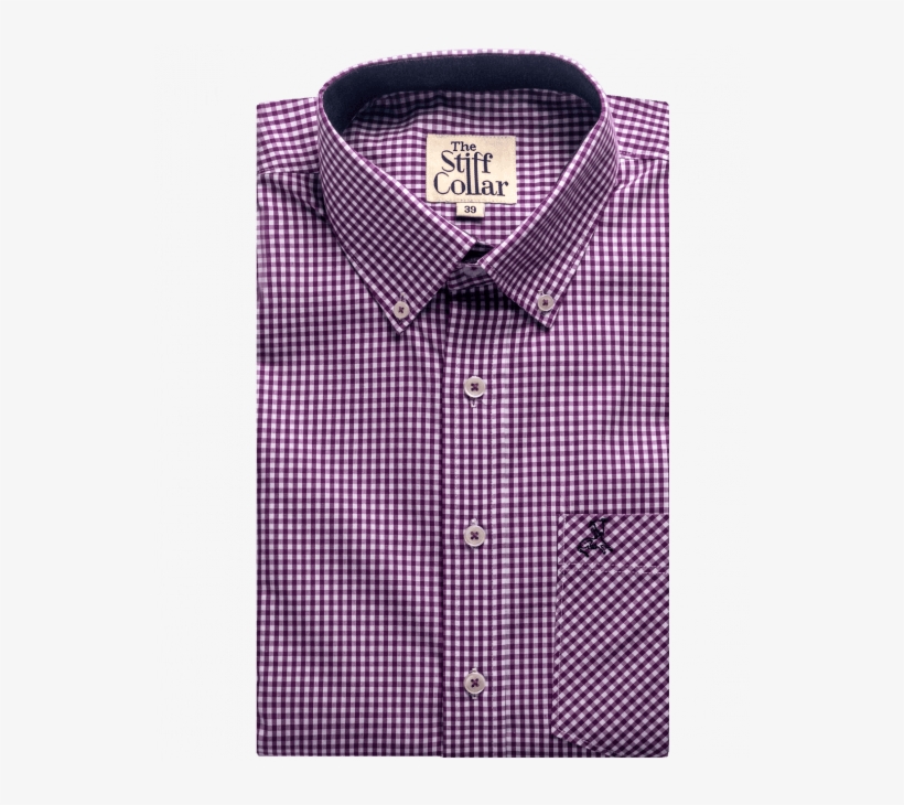 Purple Checks Button Down Polo Cotton Shirt - Formal Wear, transparent png download