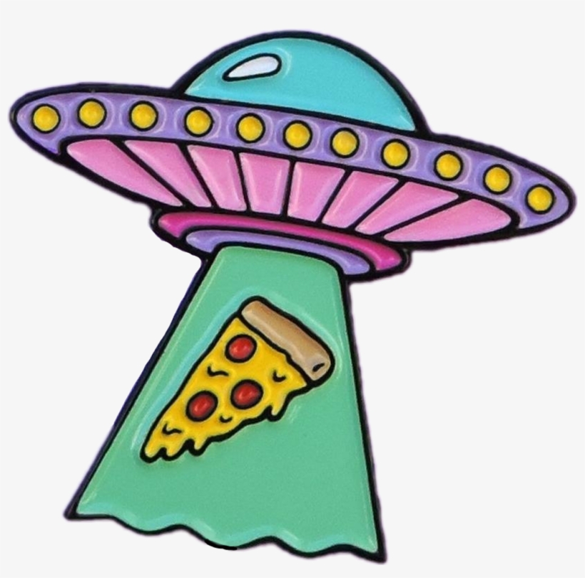 #ftealiens #pizza #alien #ufo #brightcolors #aliens - Aliens Abducting Pizza, transparent png download