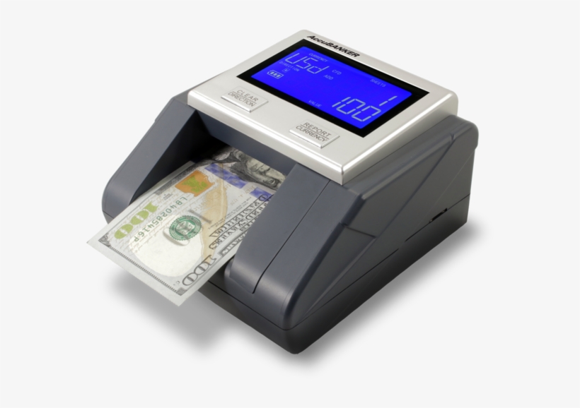 Accubanker D585 Counterfeit Detector With Bill Rotated - Counterfeit Money, transparent png download