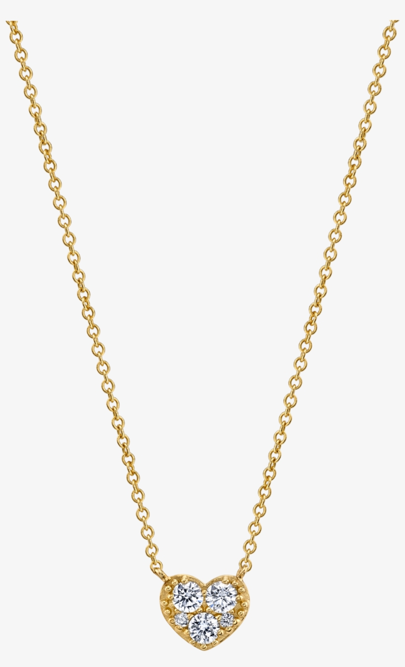Three Diamond Heart Necklace - Gold Rose Pendant Necklace, transparent png download