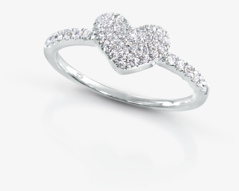 Collectible Rings Graceful Pave Diamond Heart Shape - Pre-engagement Ring, transparent png download