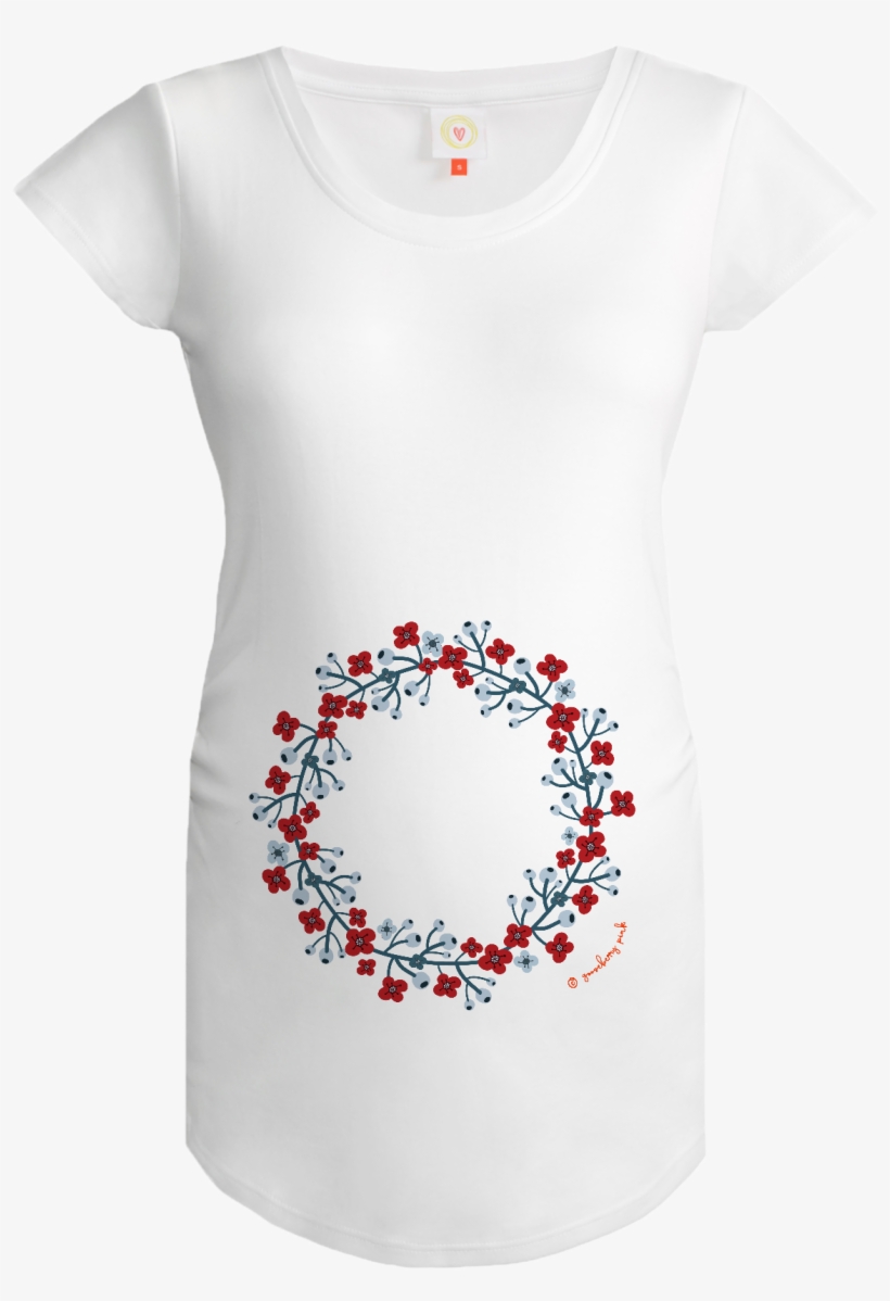 Gooseberry Pink Scandinavian Garland Maternity Top - Top, transparent png download