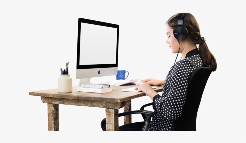Imac Png Mockup Of A Woman Working While Listening - Go Cubes Energy Chews, Duo Latte And Mocha Flavors, transparent png download