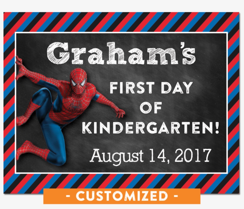 Spiderman First Day Of School Sign - Poster, transparent png download
