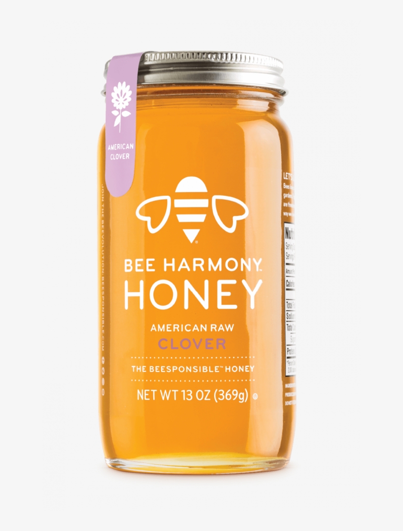 13oz-american Raw Clover Honey Jar - Bee Harmony Honey Regional Raw Northeast The Beesponsible, transparent png download