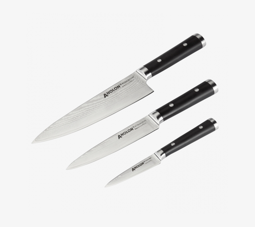 Anolon® Imperion™ Damascus Steel Cutlery 3 Piece Chef - Kitchen Knife, transparent png download