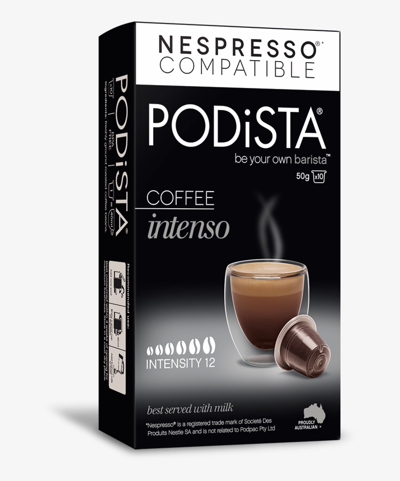 Podista Intenso Coffee Nespresso®* Compatible Pod 10pk - Podista Nespresso Caramel Infusion Coffee Compatible, transparent png download