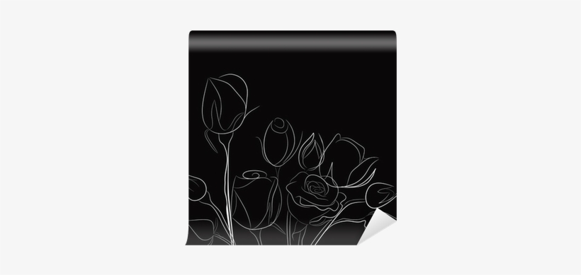 Black Background With White Roses Wall Mural • Pixers® - White, transparent png download